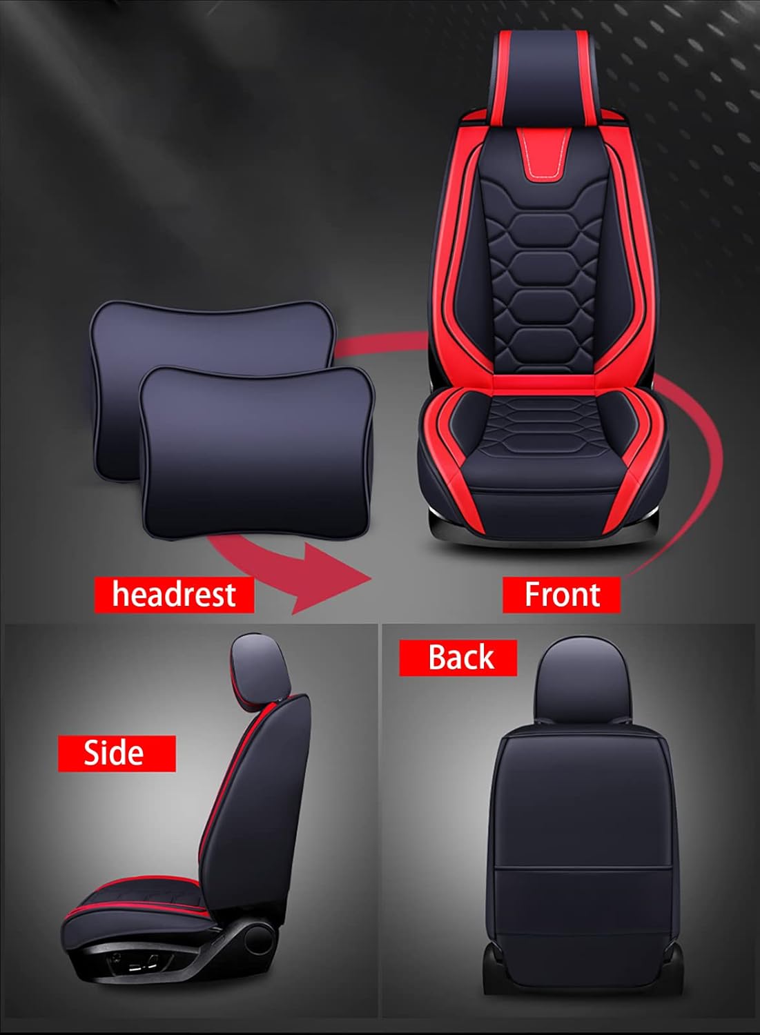 Car Seat Covers Complete Set Universal in Premium Design Protective Covers for BMW 1 Series 2 Series 3 Series 5 Series Waterproof Seat Cover Car Seat Covers Airbag Suitable Orange - Image 2