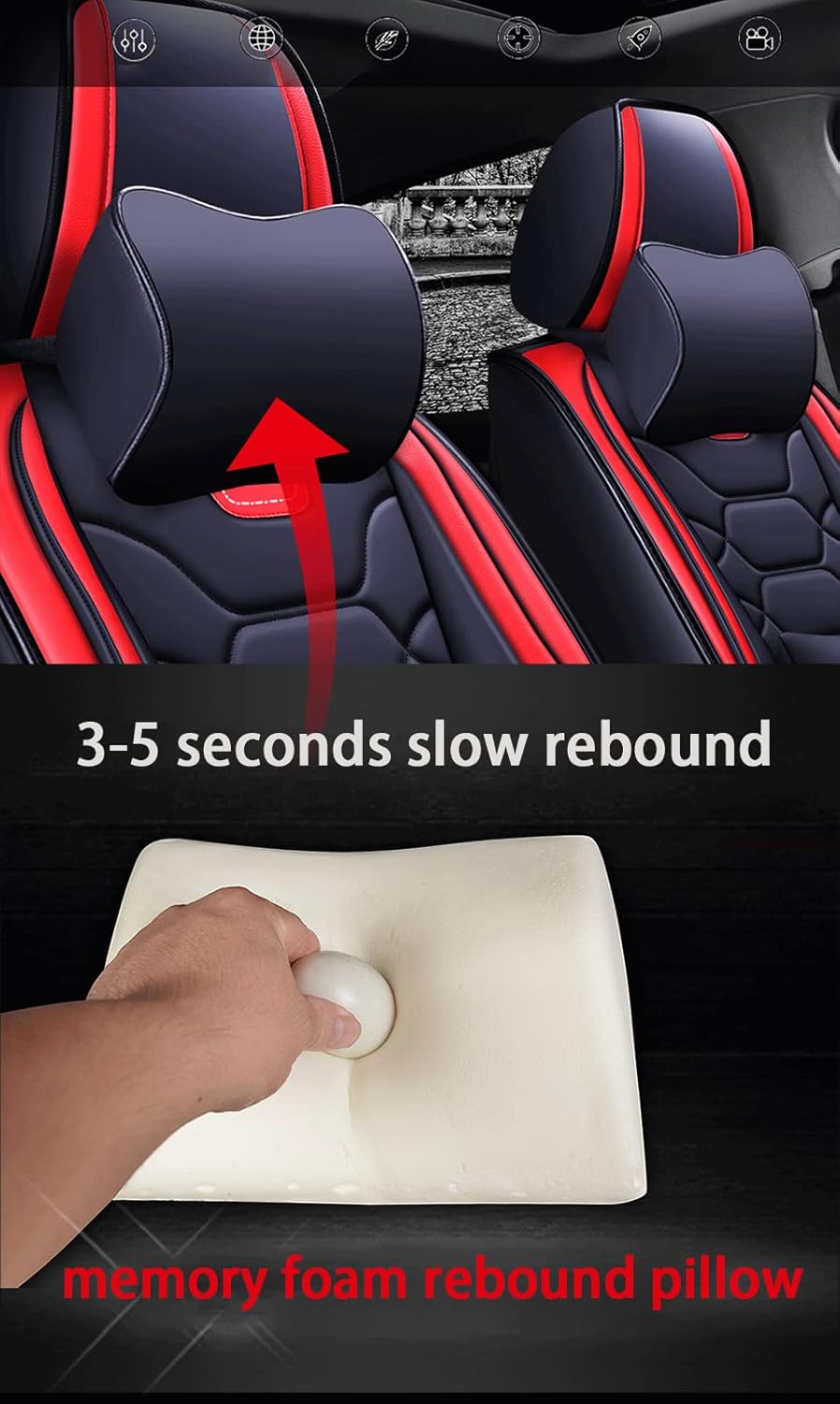 Car Seat Covers Complete Set Universal in Premium Design Protective Covers for BMW 1 Series 2 Series 3 Series 5 Series Waterproof Seat Cover Car Seat Covers Airbag Suitable Orange - Image 5