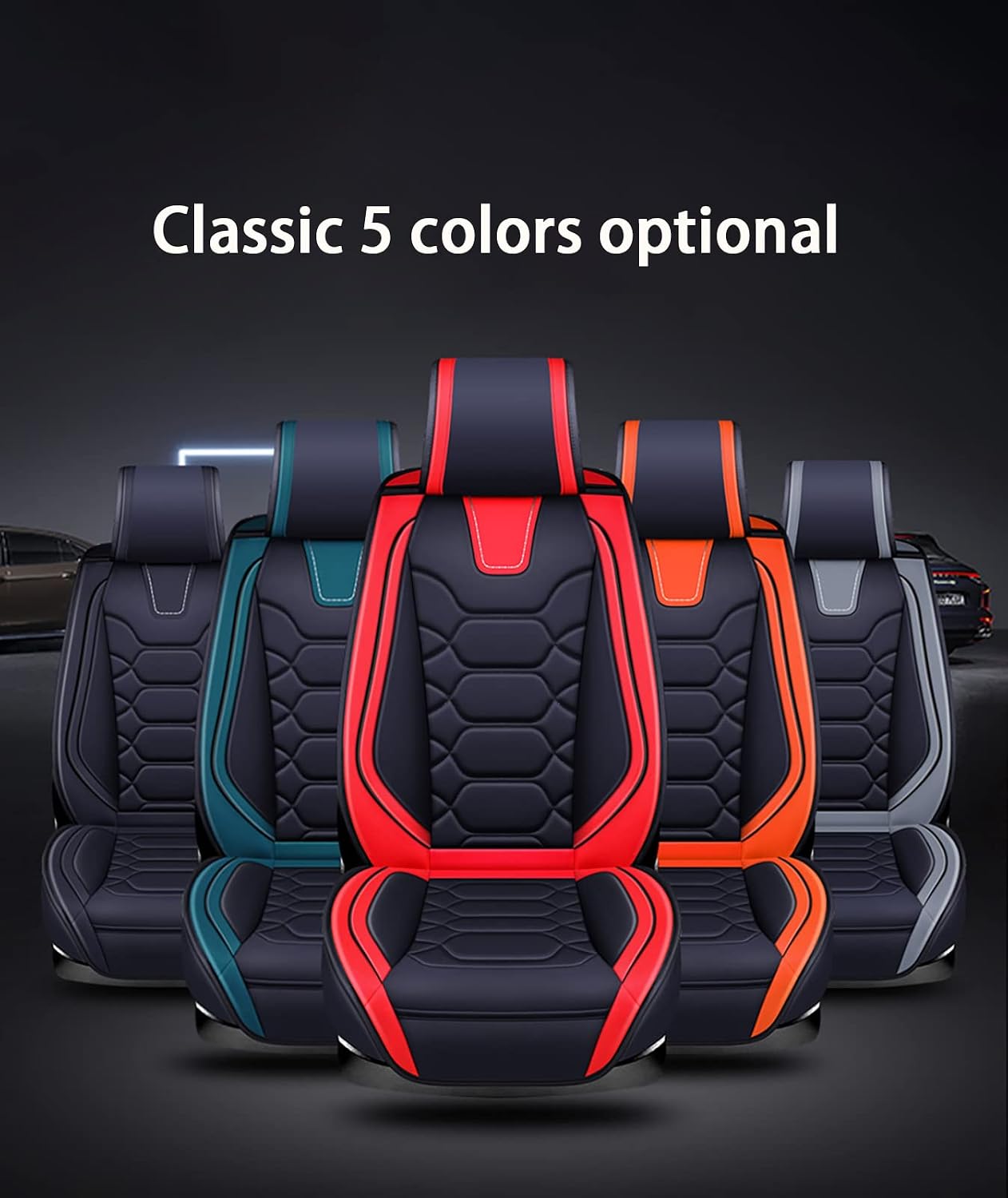 Car Seat Covers Complete Set Universal in Premium Design Protective Covers for BMW 1 Series 2 Series 3 Series 5 Series Waterproof Seat Cover Car Seat Covers Airbag Suitable Orange - Image 9