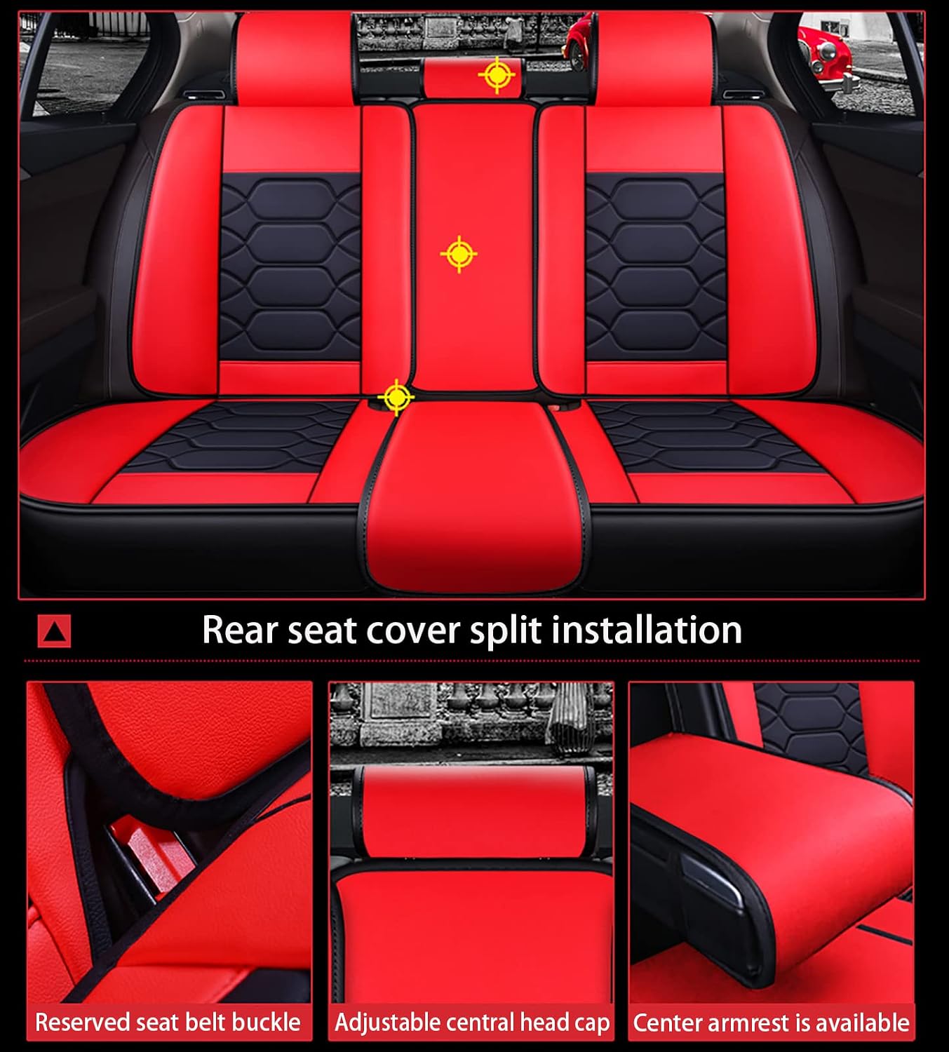 Car Seat Covers Complete Set Universal in Premium Design Protective Covers for BMW 1 Series 2 Series 3 Series 5 Series Waterproof Seat Cover Car Seat Covers Airbag Suitable Orange - Image 6
